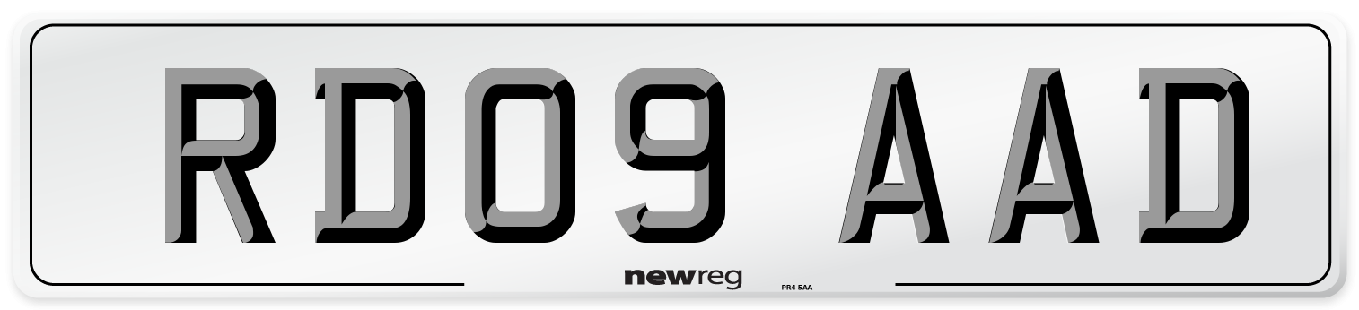 RD09 AAD Number Plate from New Reg